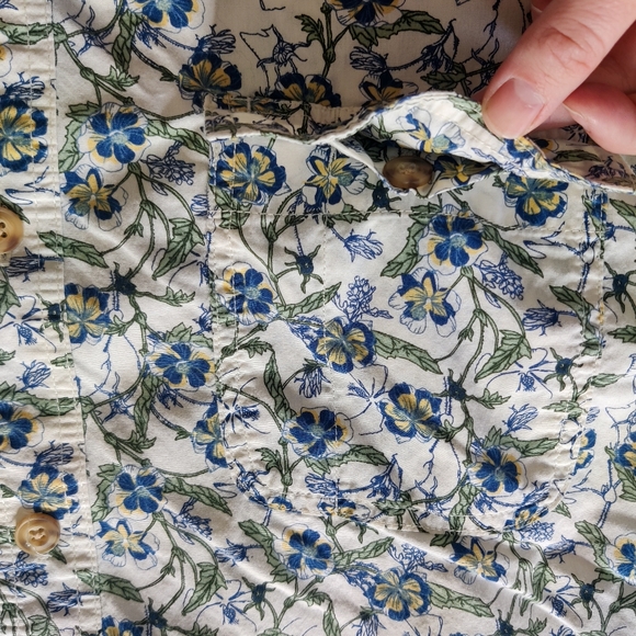 Duluth Men's Free Range Organic Cotton Short Sleeve Shirt Blue Floral Size XL - Picture 4 of 10